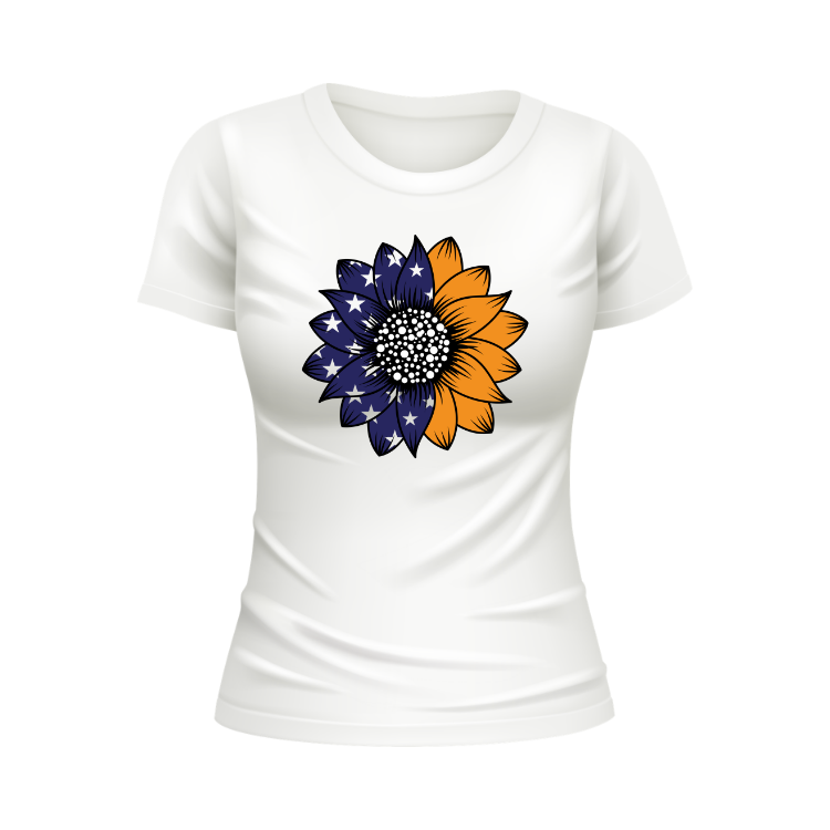 Sunflower US Flag USA patriotic white t-shirt