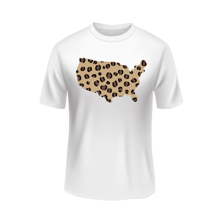 United States animal print USA patriotic white t-shirt