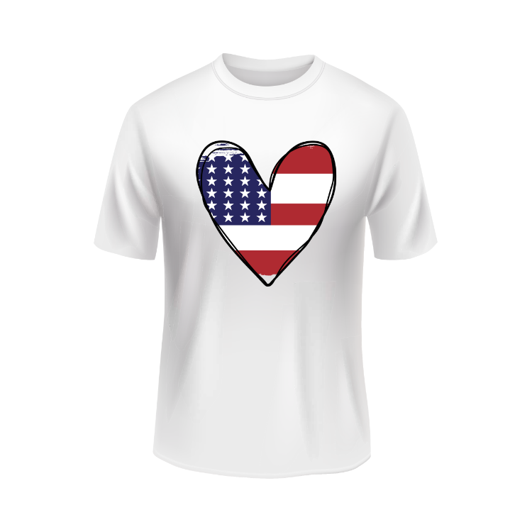United States Heart USA patriotic white t-shirt
