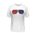 United States Sunglasses  USA patriotic glasses on a white t-shirt
