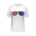 United States Sunglasses USA patriotic glasses on a white t-shirt