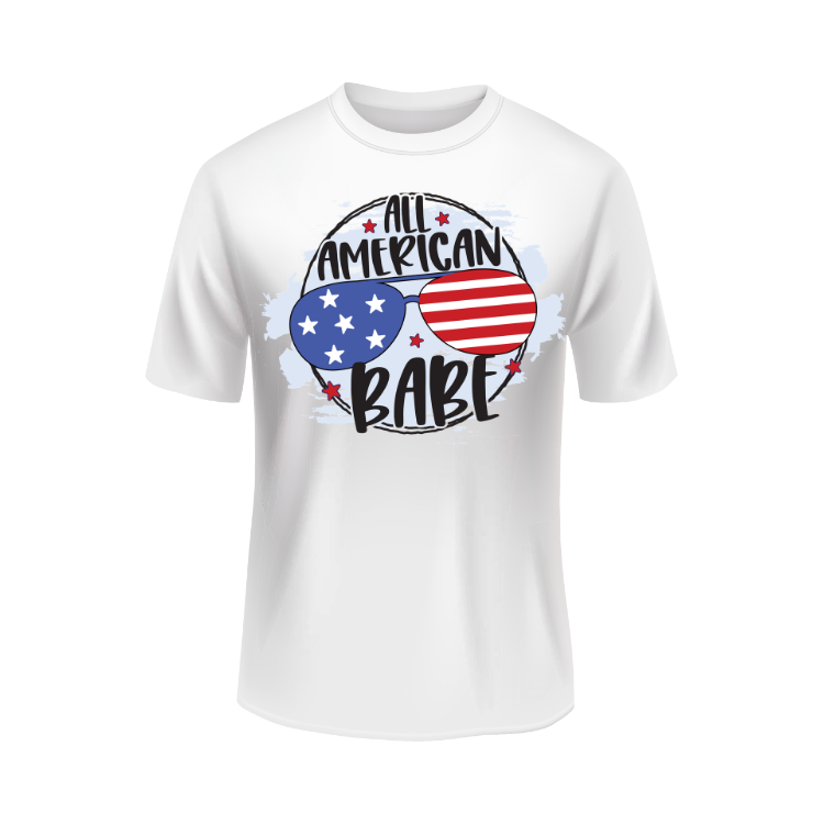 All American babe US United States USA patriotic white t-shirt