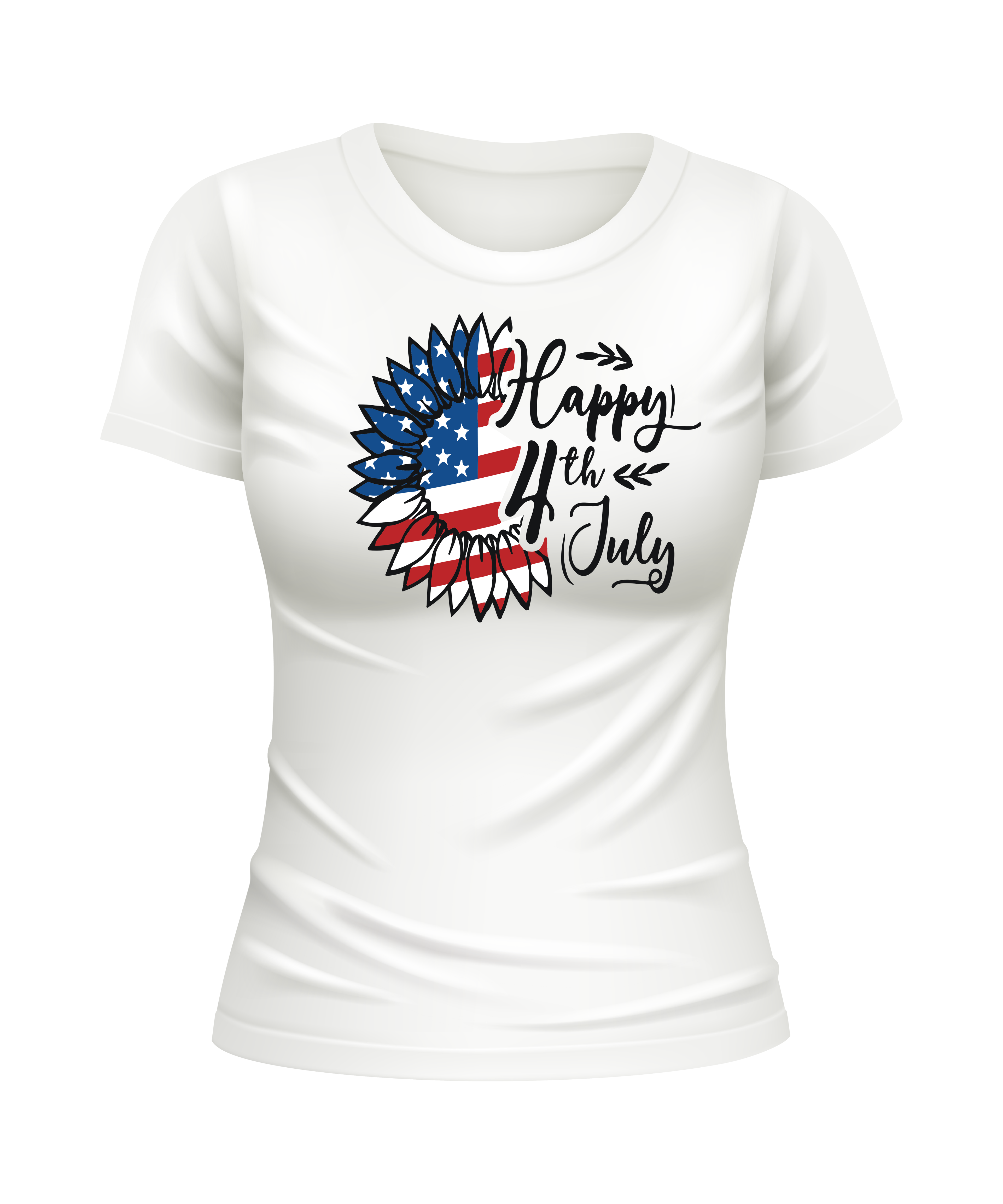 Happy 4th Of July USA Sunflower American US Sunflowers United States USA patriotic white t-shirt