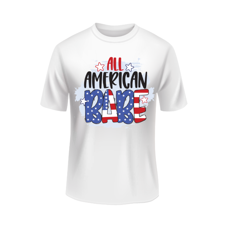 All American Babe US flag distressed United States USA patriotic white t-shirt