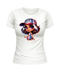 USA Flag American Girl US United States USA patriotic white t-shirt
