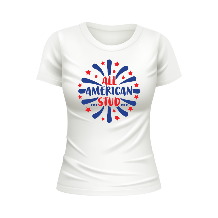 All American Stud USA Patriotic White T-shirt