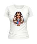 USA Flag American Girl US United States USA patriotic white t-shirt