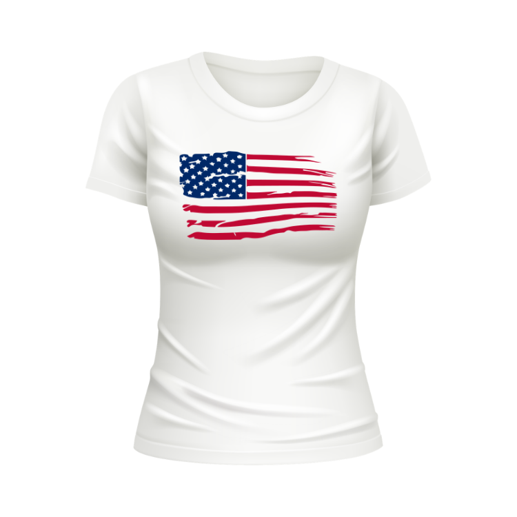 Distressed USA Flag Patriotic White T-shirt