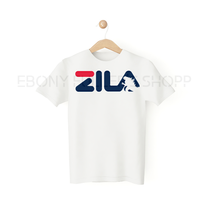 Zila white t-shirt Godzilla Funny Design