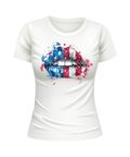 USA Lipstick American Mouth US Lips United States USA patriotic white t-shirt