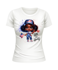 Little Miss Liberty Melanin Black  American Girl US United States USA patriotic white t-shirt