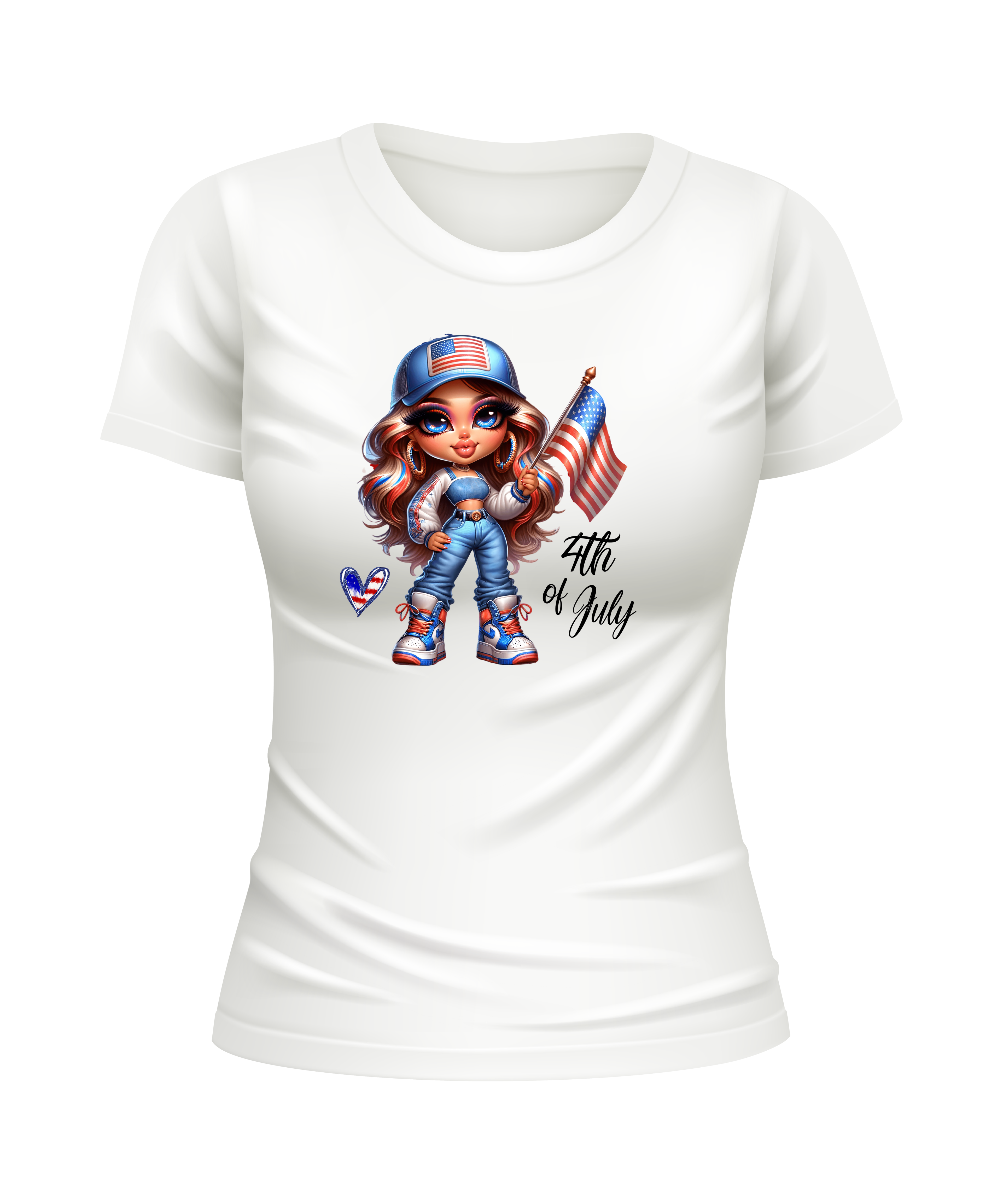 4th of July American Girl US United States USA patriotic white t-shirt