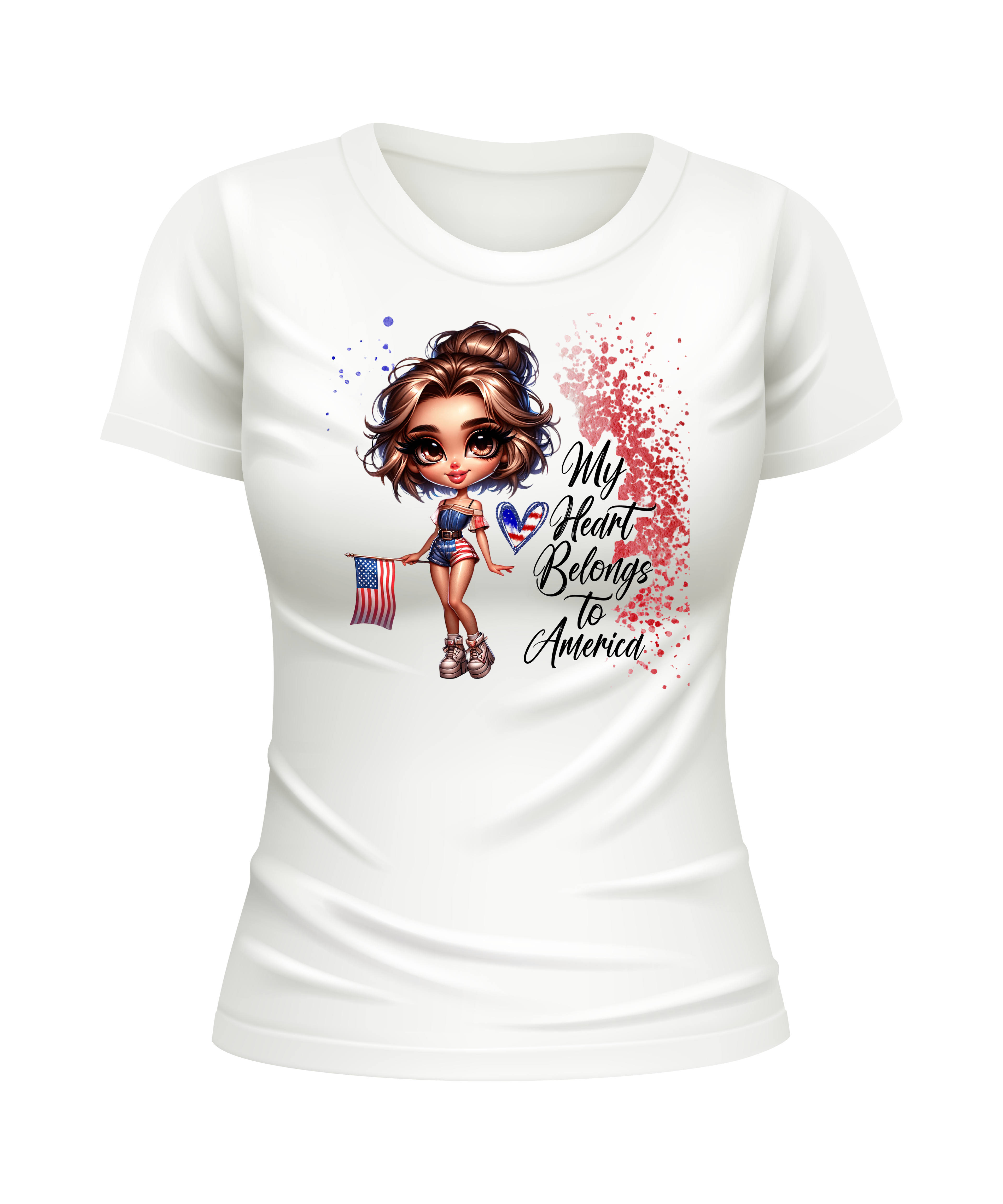 My Heart Belongs To America American Girl US United States USA patriotic white t-shirt