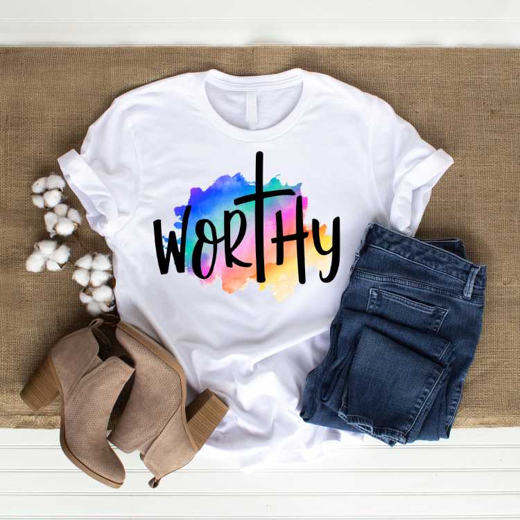 Worthy T Shirt - Ebony Fuller Shopp Christian T-shirt - For Faithful Spiritual Women - Christians White T-shirts