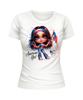 America American Girl US United States USA patriotic white t-shirt