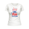 Little Miss Firecracker USA Patriotic White T-shirt