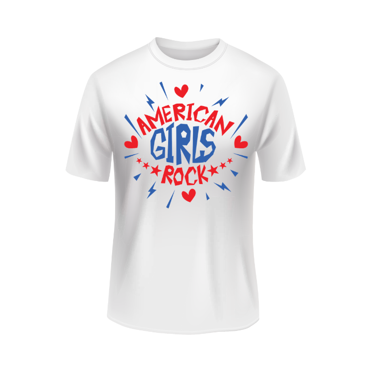 American Girls Rock USA Patriotic White T-shirt
