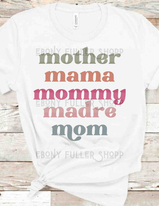 Mother Mama Mommy Madre Mom  - Mother's Day Digital Download - Mother Instant PNG Design - Mommy Designs - Mama Art Image Downloads