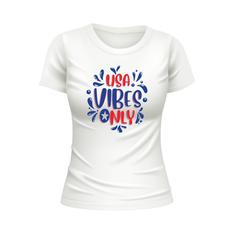 USA Vibes Only Patriotic White T-shirt
