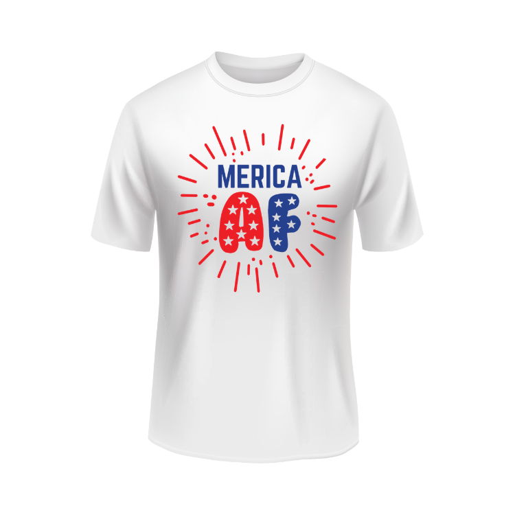 Merica AF America Patriotic White T-shirt