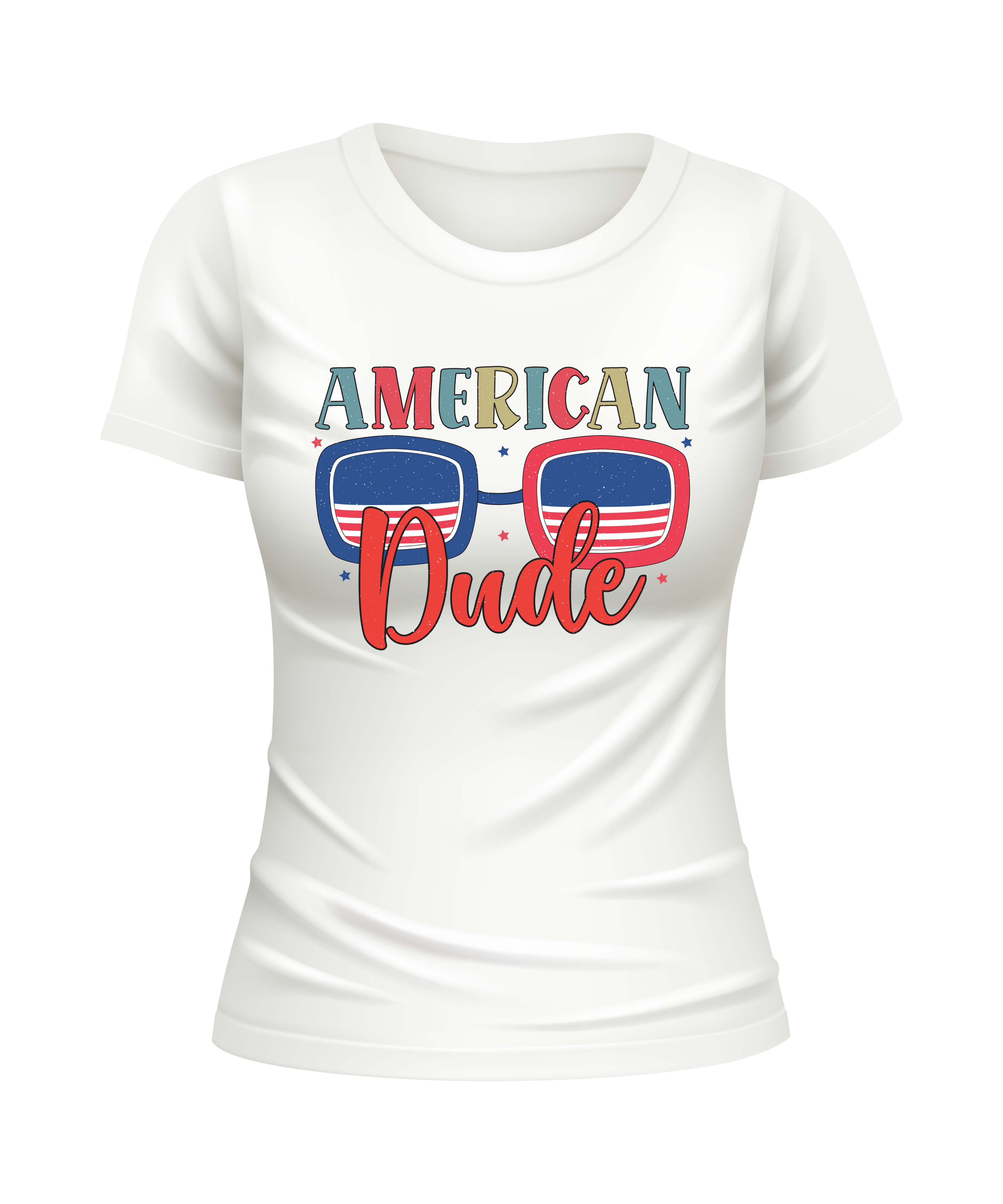 American Dude USA United States USA patriotic white t-shirt