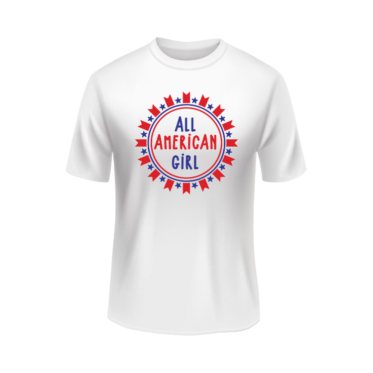 All American Girl USA Patriotic White T-shirt