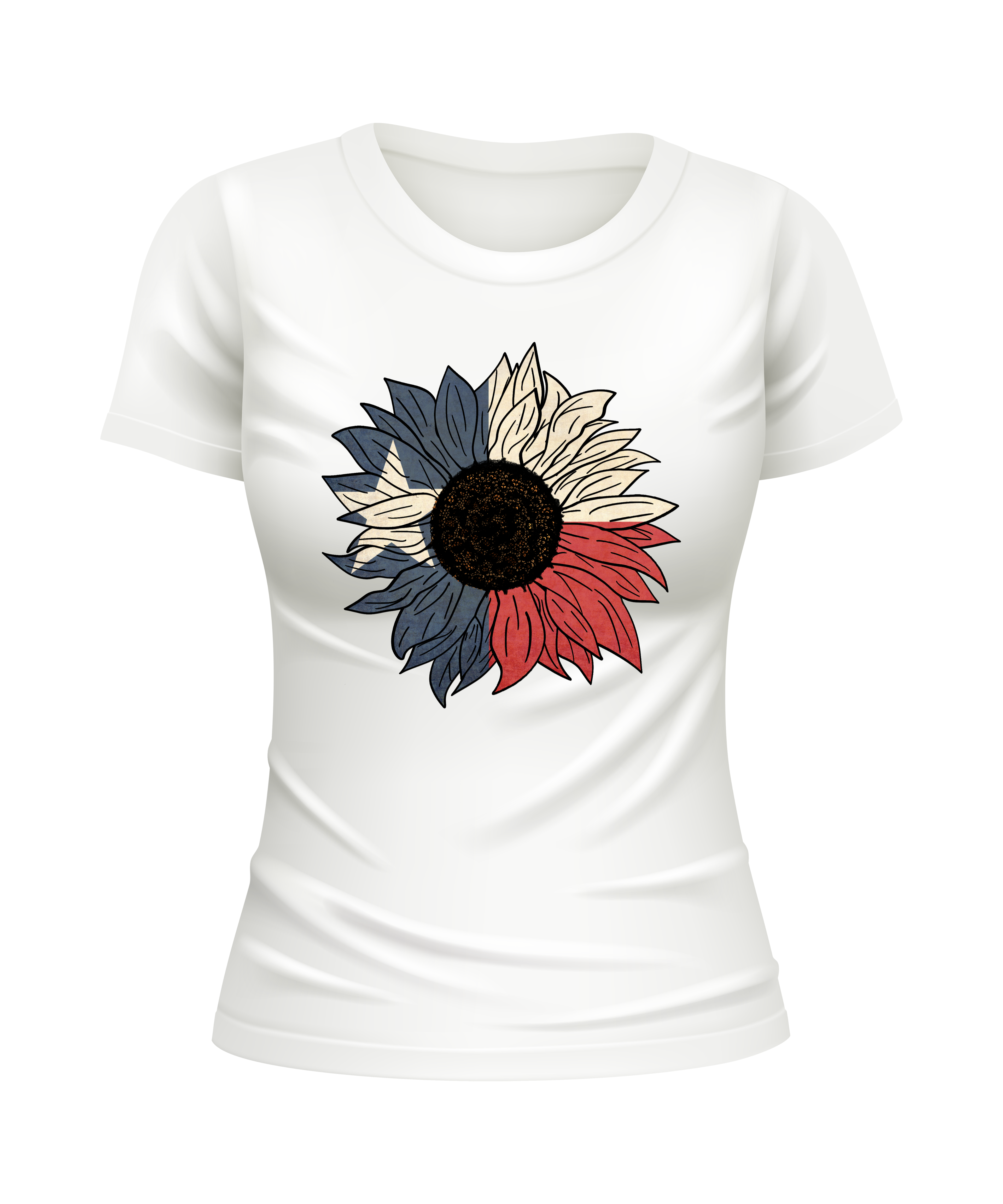 USA Flag Sunflower American US Sunflowers United States USA patriotic white t-shirt