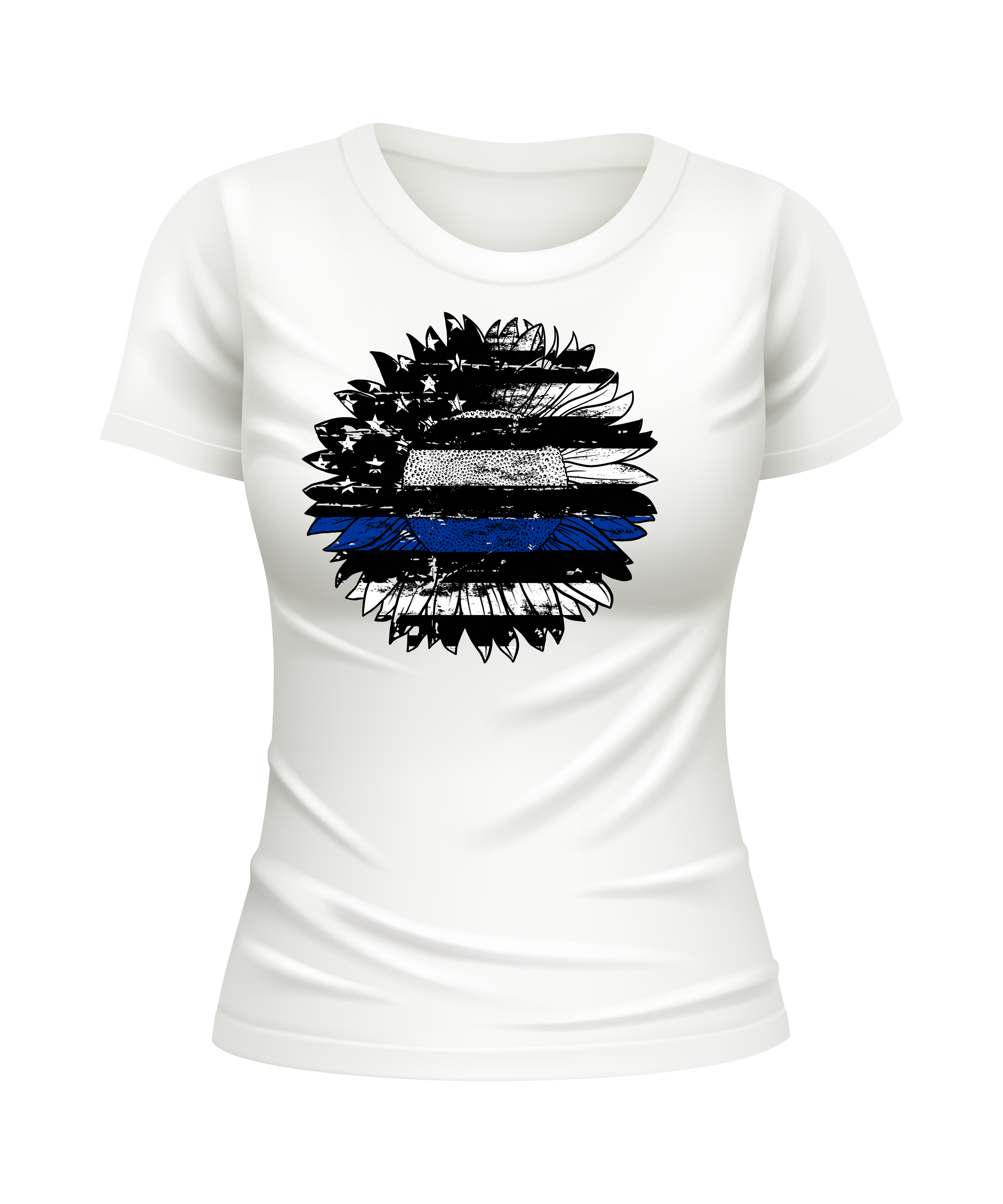 USA Flag Sunflower American US Sunflowers United States USA patriotic white t-shirt
