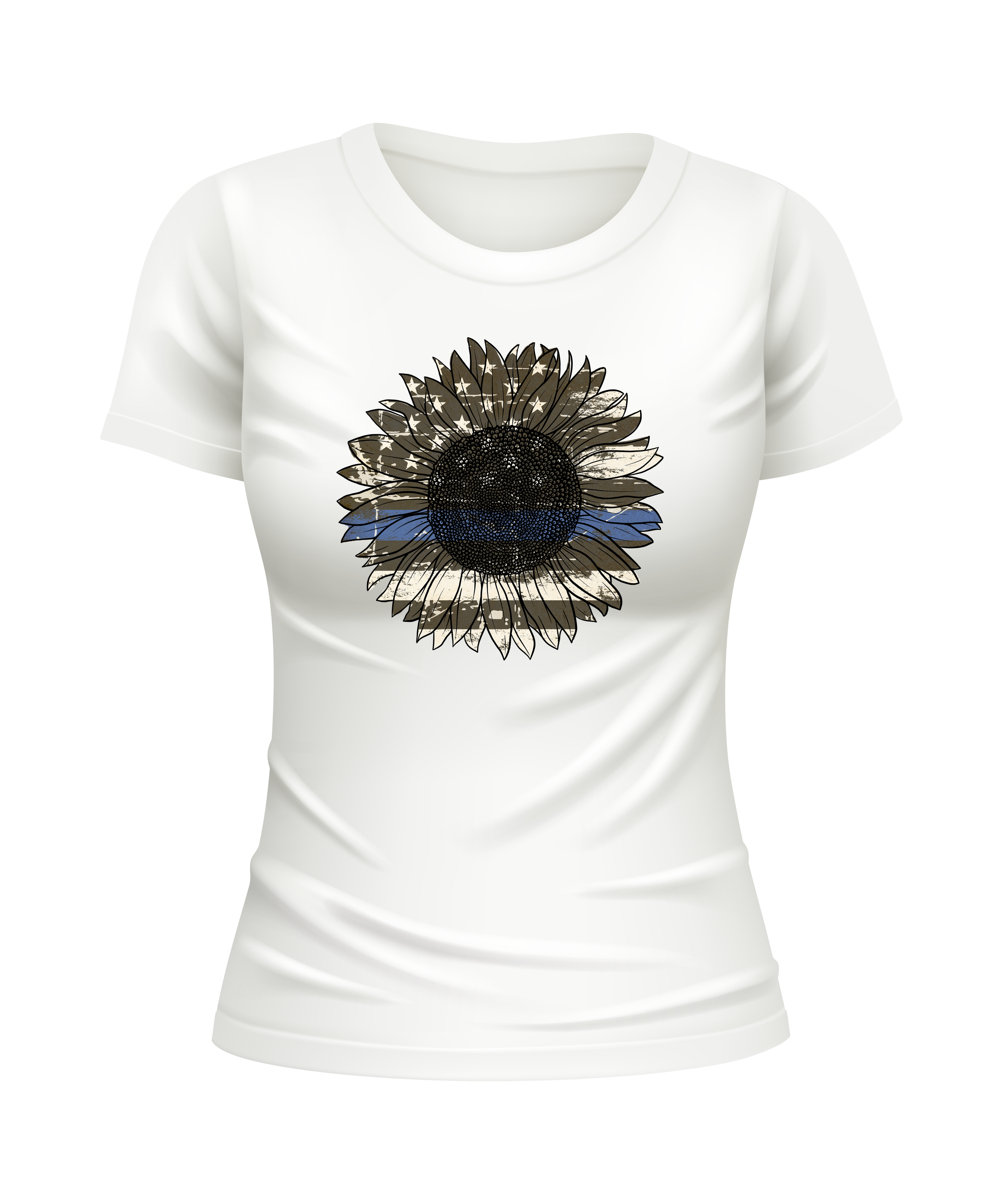 USA Flag Sunflower American US Sunflowers United States USA patriotic white t-shirt