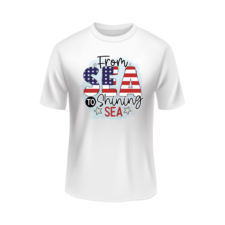 From Sea To Shining Sea 4th Of July Wishes USA Patriotic White T-shirt
