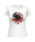 USA Flag Sunflower American US Sunflowers United States USA patriotic white t-shirt