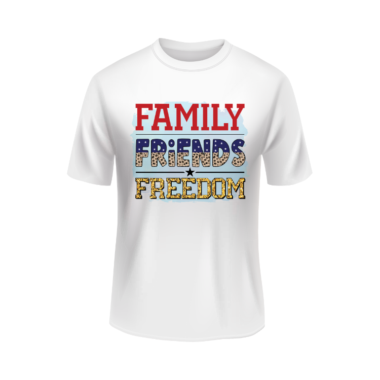 Family Friends Freedom USA Patriotic White T-shirt