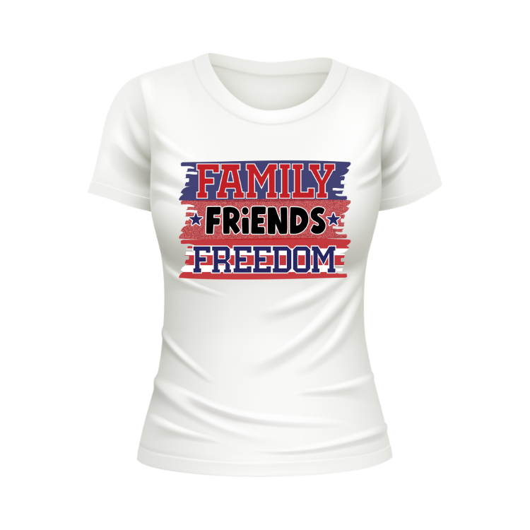 Family Friends Freedom USA Patriotic White T-shirt