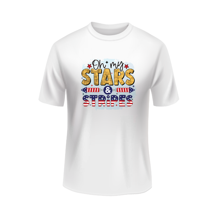 Oh My Stars & Stripes USA Patriotic White T-shirt