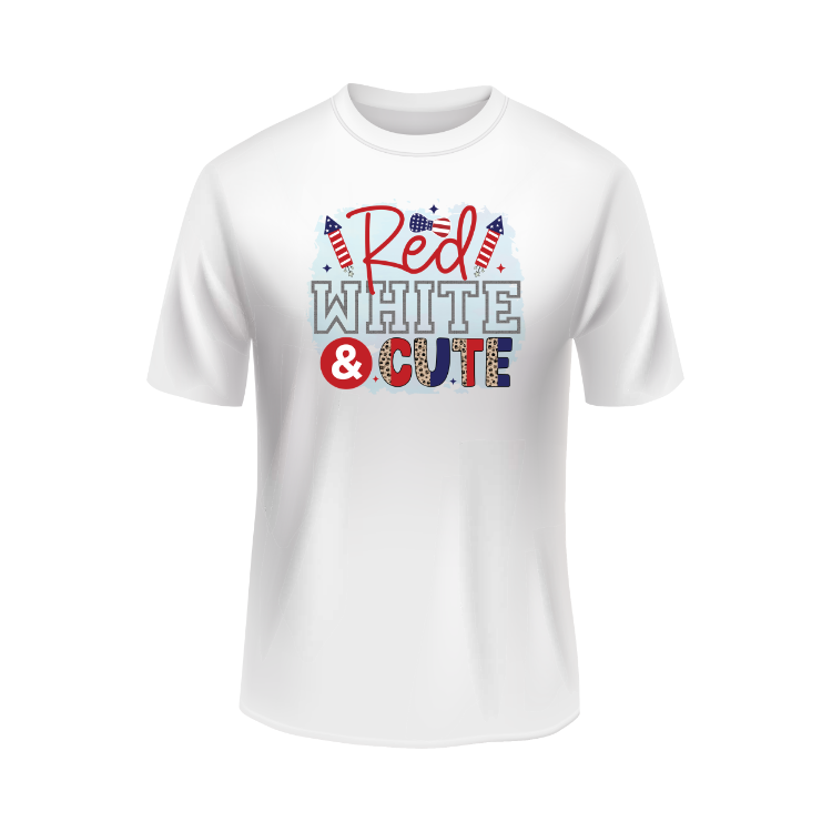 Red, white & cutie Patriotic White T-shirt
