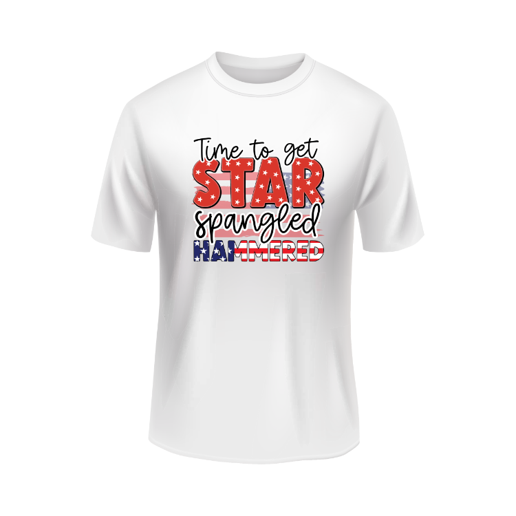 Time to get star spangled hammered patriotic white t-shirt