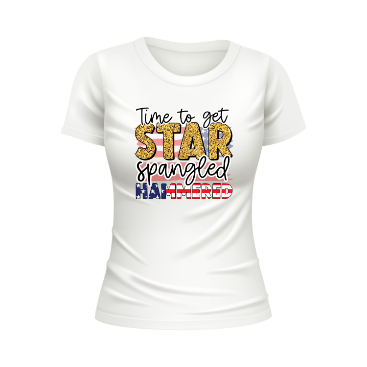 Time to get star spangled hammered patriotic white t-shirt