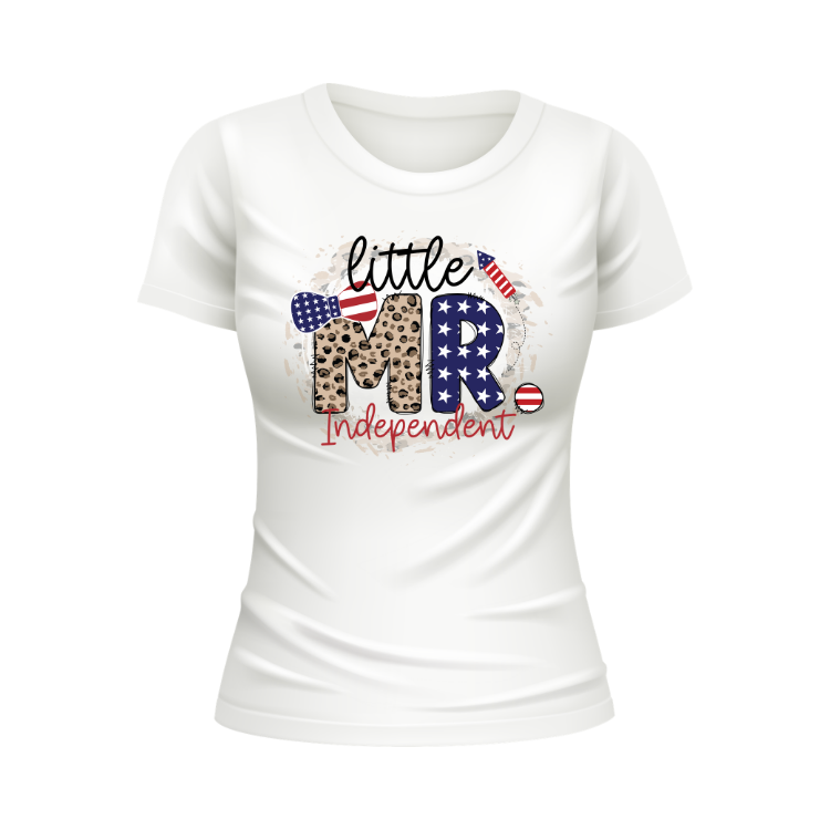 Little Mr.  Independent patriotic white t-shirt