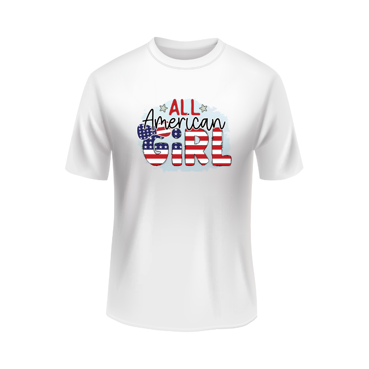 All American girl USA patriotic white t-shirt