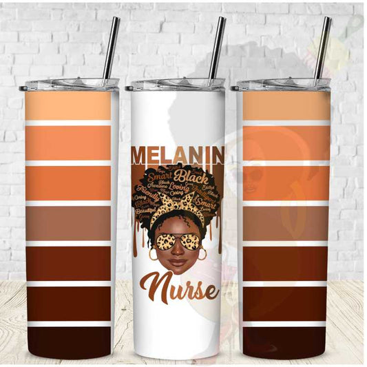 Melanin Nurse Tumbler - ready to press sublimation tumbler wrap - digital download - Black History Month sublimation transfers - Kwanzaa instant digital download - Juneteenth tumblers