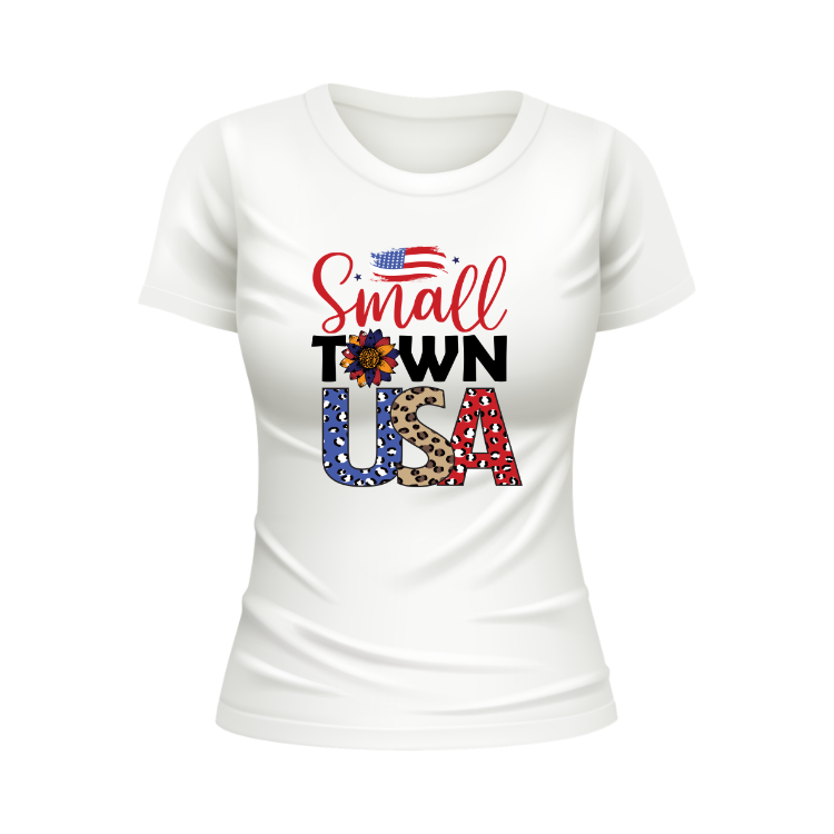 Small Town USA patriotic white t-shirt