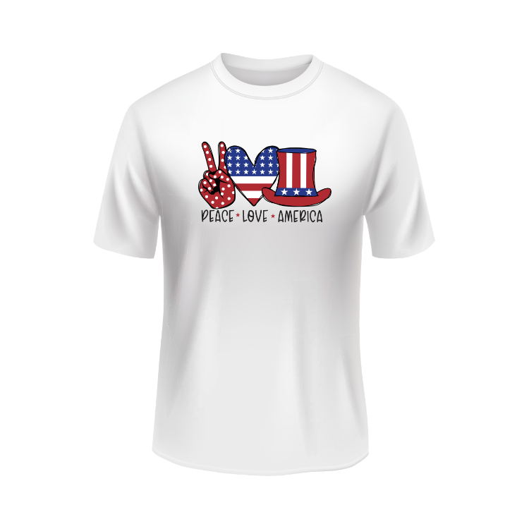 Peace love America USA patriotic white t-shirt
