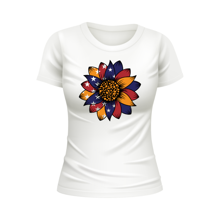 Sunflower US Flag USA patriotic white t-shirt