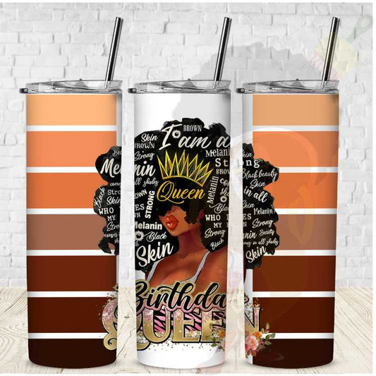 Birthday Queen - Melanin Tumbler - ready to press sublimation tumbler wrap - digital download - Black History Month sublimation transfers - Kwanzaa instant digital download - Juneteenth tumblers