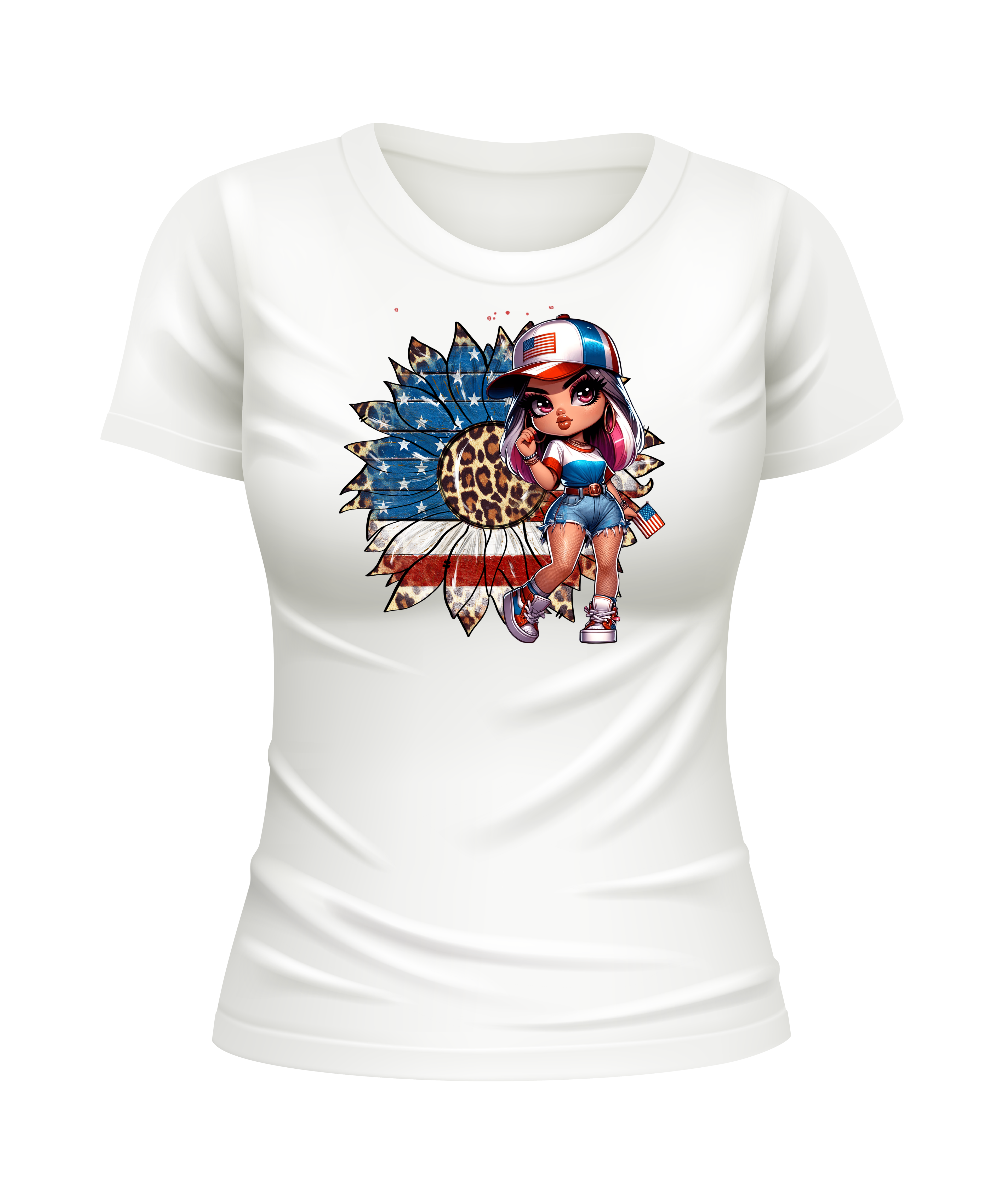 USA Sunflower American US Sunflowers United States USA patriotic white t-shirt