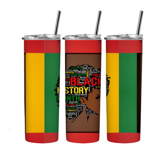 Black history month pre-printed ready to press 20 oz straight tumbler wrap