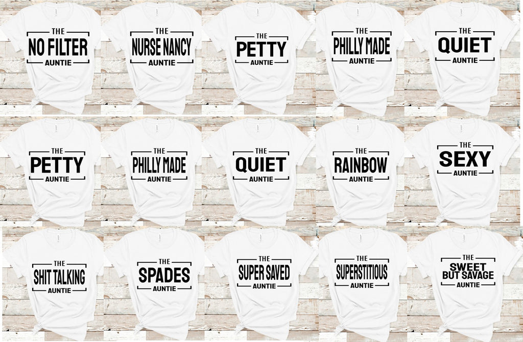 The Auntie Tee for aunties that love being aunts funny aunt  t-shirt.