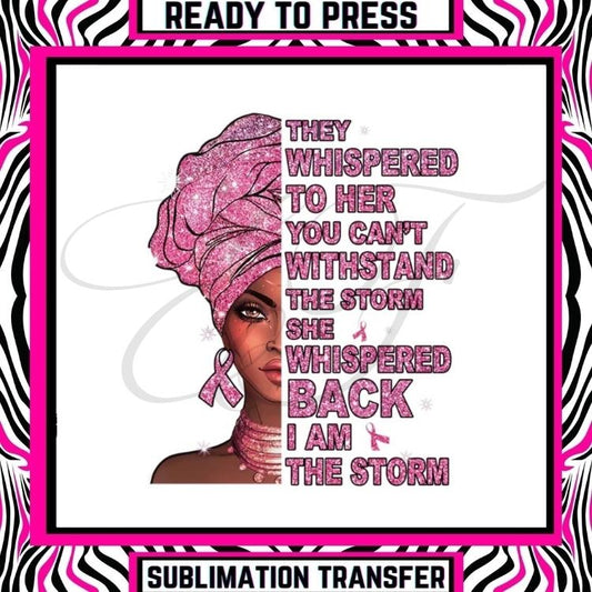 Breast Cancer Awareness - Melanin Black Queen - Ready To Press Sublimation Transfer Sheet